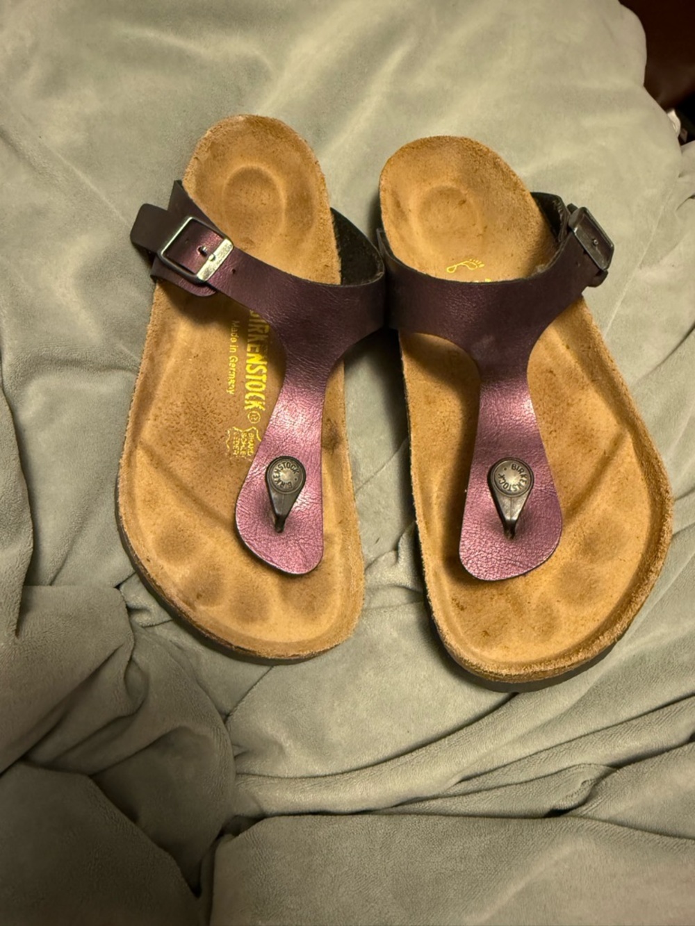 Birkenstock Metallic Plum Thong Sandals